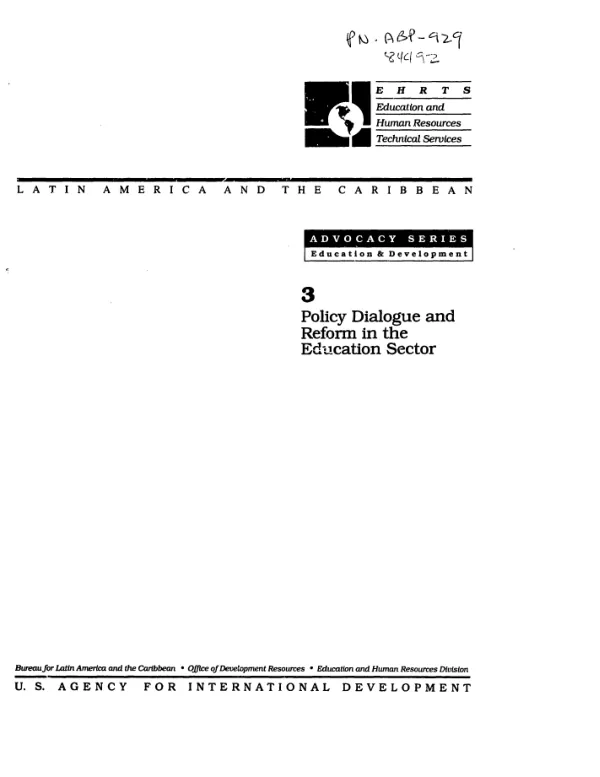 Policy dialogue and reform in the education sector : necessary steps and conditions