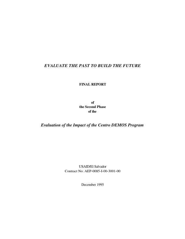 Evaluate the past to build the future : final report of the second phase of the evaluation of the impact of the Centro DEMOS Program