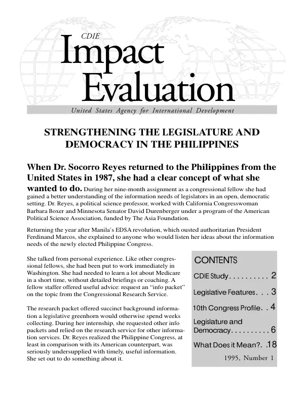 Strengthening the legislature and democracy in the Philippines