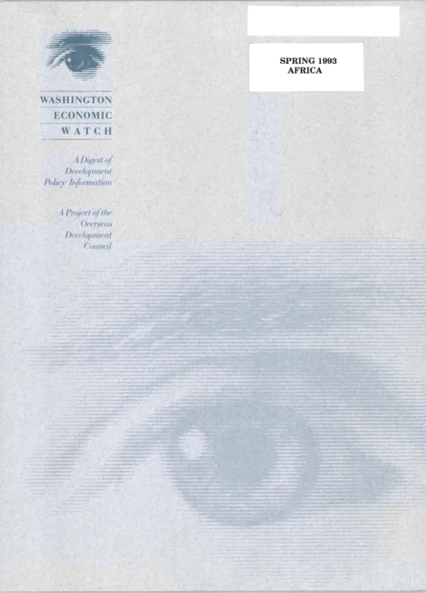 Washington economic watch : a digest of development policy information -- Spring 1993
