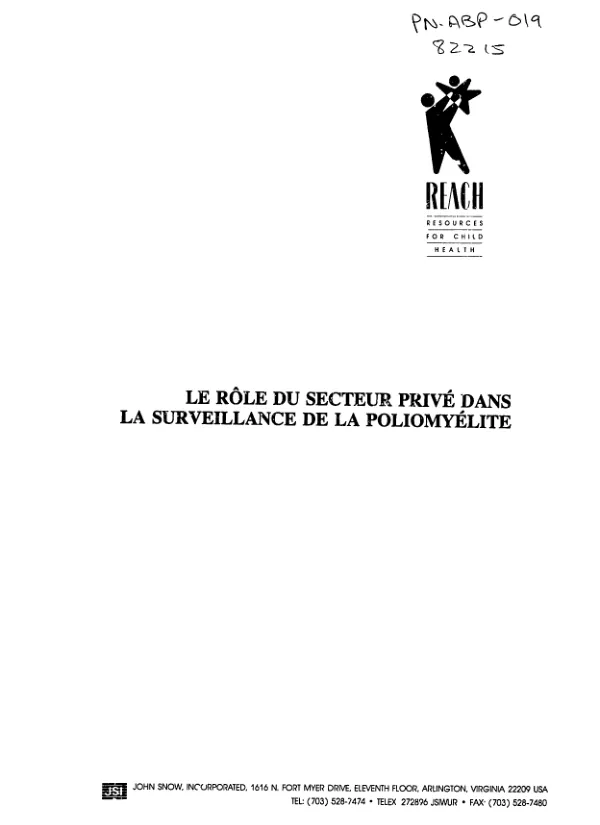 Role du secteur prive dans la survellance de la poliomyelite