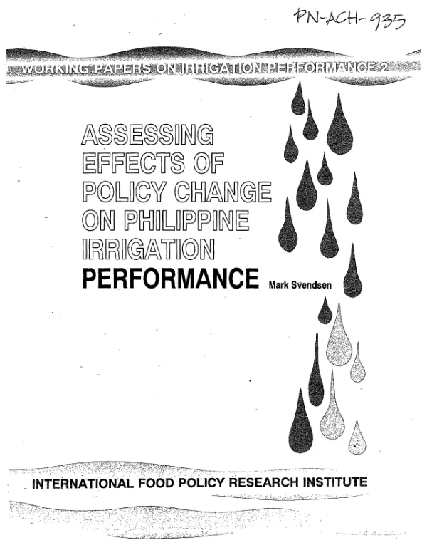 Assessing effects of policy change on Philippine irrigation performance
