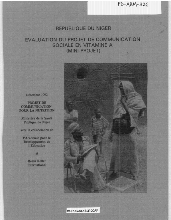 Evaluation du projet de communication sociale en vitamine A du Niger [mini-projet]