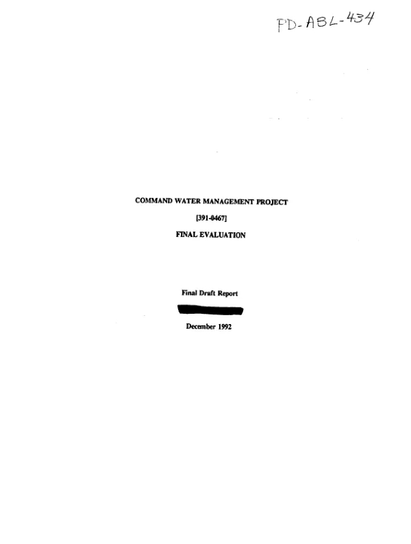Command water management project (391-0467) : final evaluation
