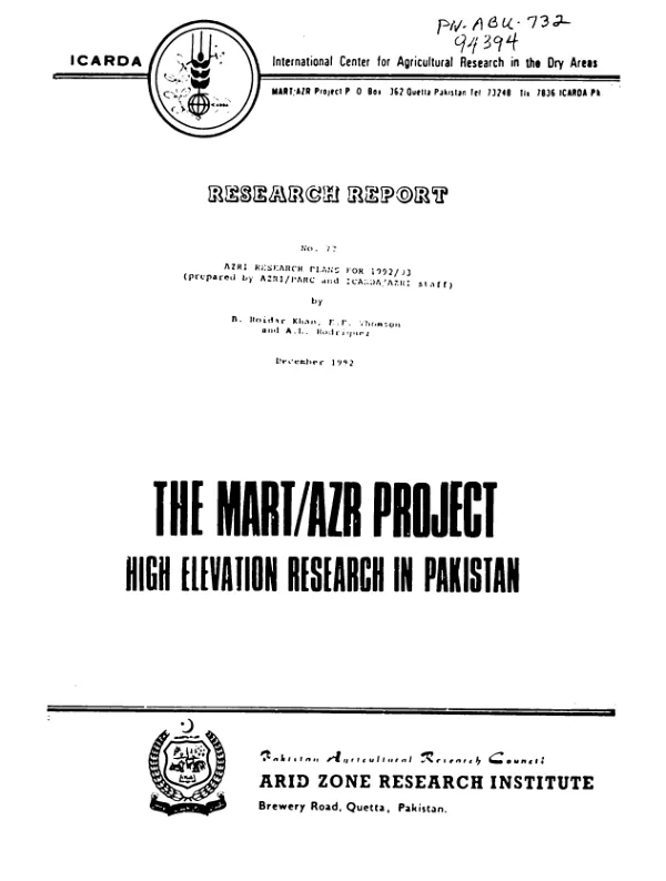 AZRI [Arid Zone Research Institute] research plans for 1992/93