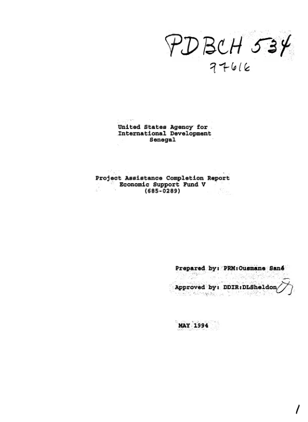 Project assistance completion report : economic support fund V (685-0289)