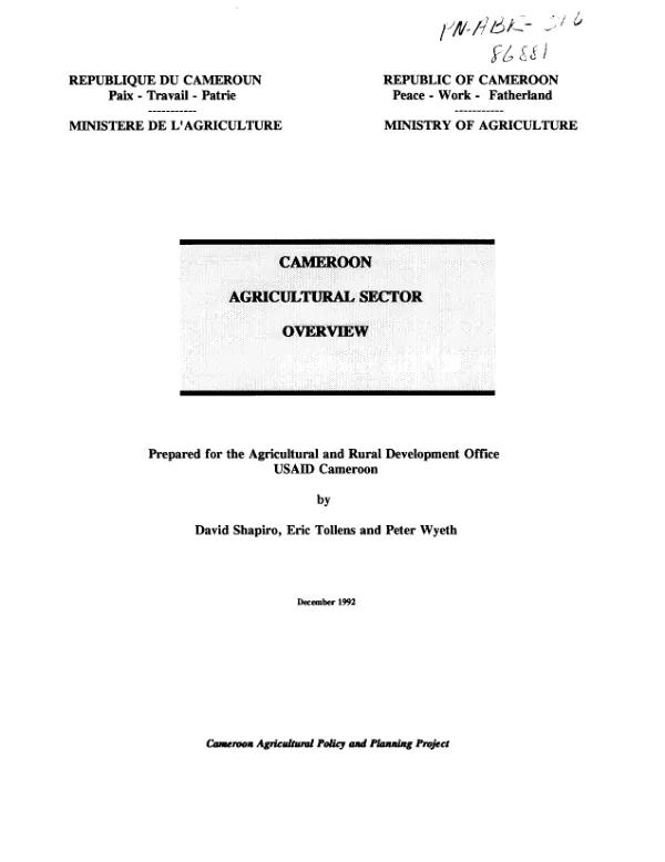 Cameroon agricultural sector overview