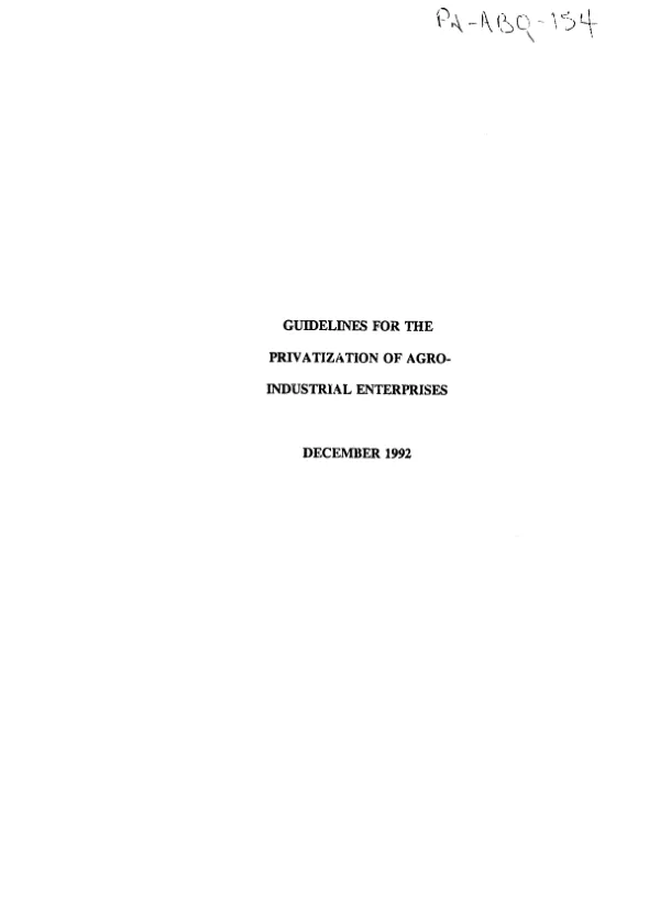 Guidelines for the privatization of agro-industrial enterprises