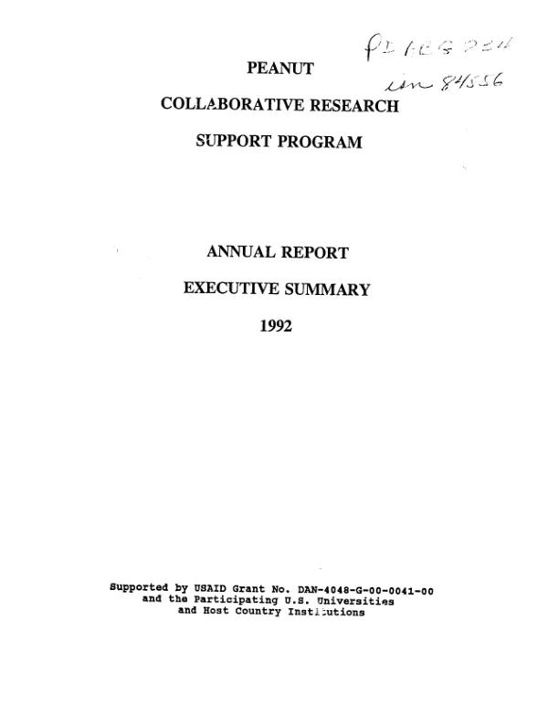 Peanut collaborative research support program : annual report -- executive summary, 1992