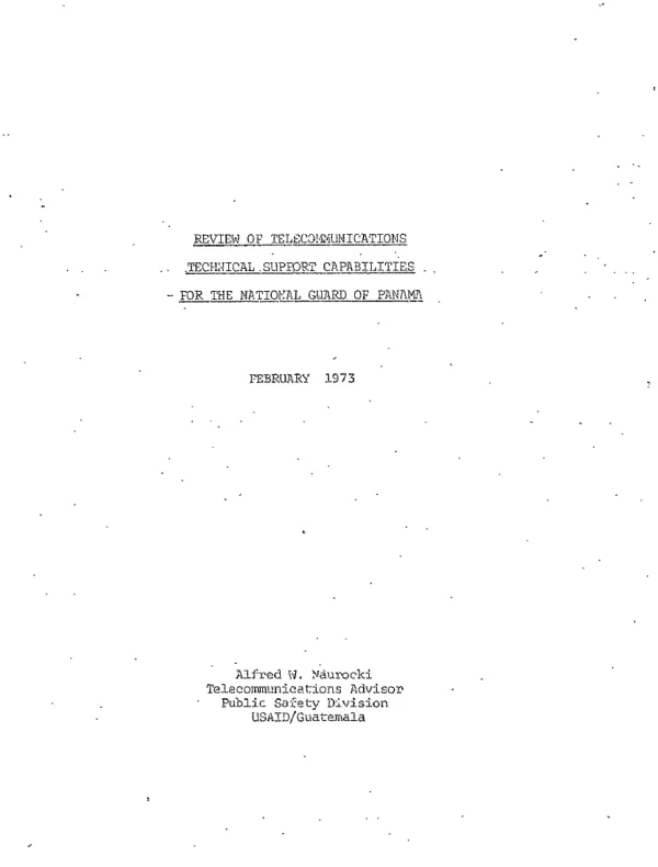 Review of telecommunications technical support capabilities for the National Guard of Panama