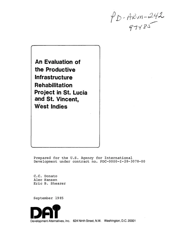 Evaluation of the productive infrastructure rehabilitation project in St. Lucia and St. Vincent, West Indies