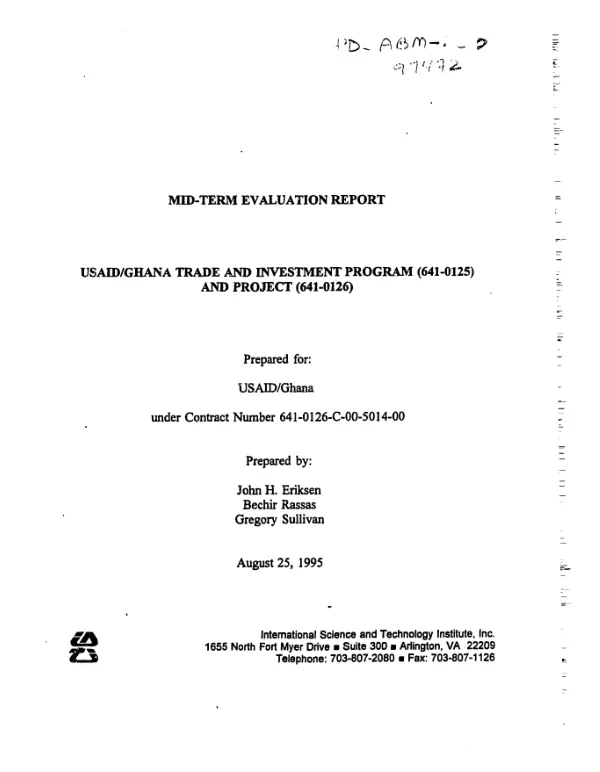 Mid-term evaluation report : USAID/Ghana trade and investment program (641-0125) and project (641-0126)