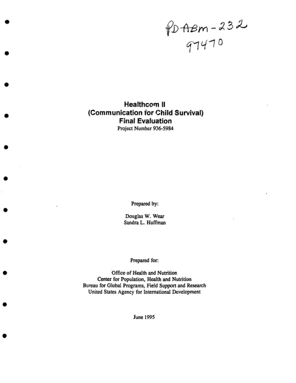 Healthcom II (communication for child survival) : final evaluation, project number 936-5984