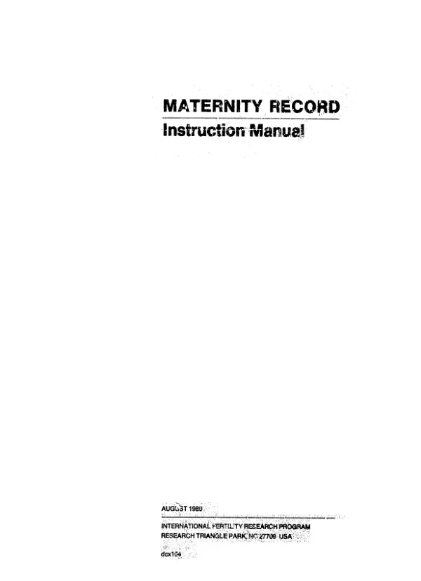 Maternity record : instruction manual