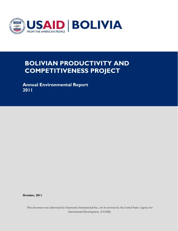 Bolivia Productivity and Competitiveness Project Environmental Report 2011