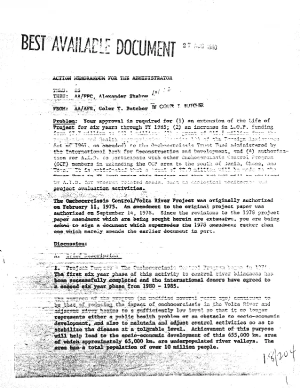 Onchocerciasis control in the Volta River Basin : amendment no. 2