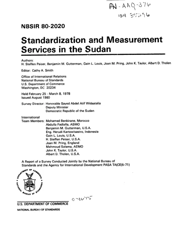 Standardization and measurement services in the Sudan