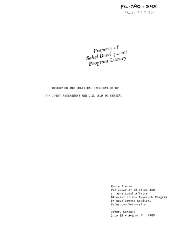 Report on the political implication of the joint assessment and US aid to Senegal