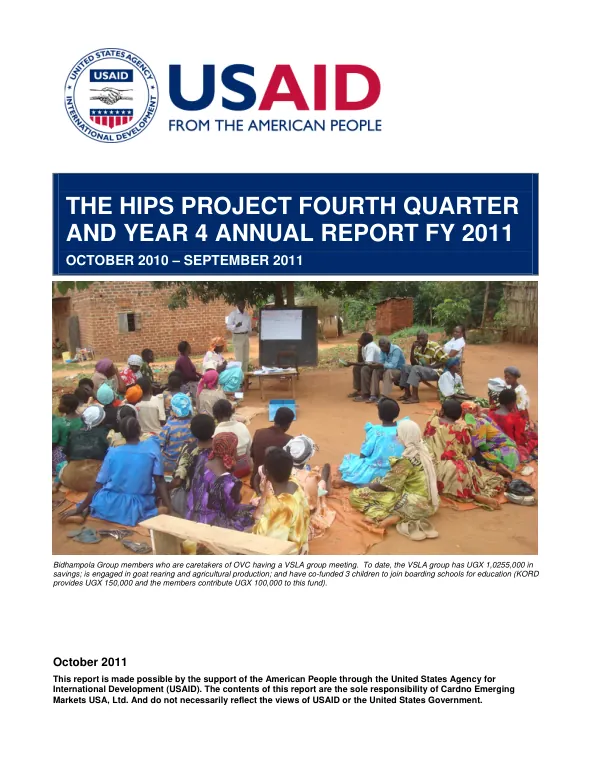 The HIPS Project Fourth Quarter and Year 4 Annual Report FY 2011: October 2010 – September 2011
