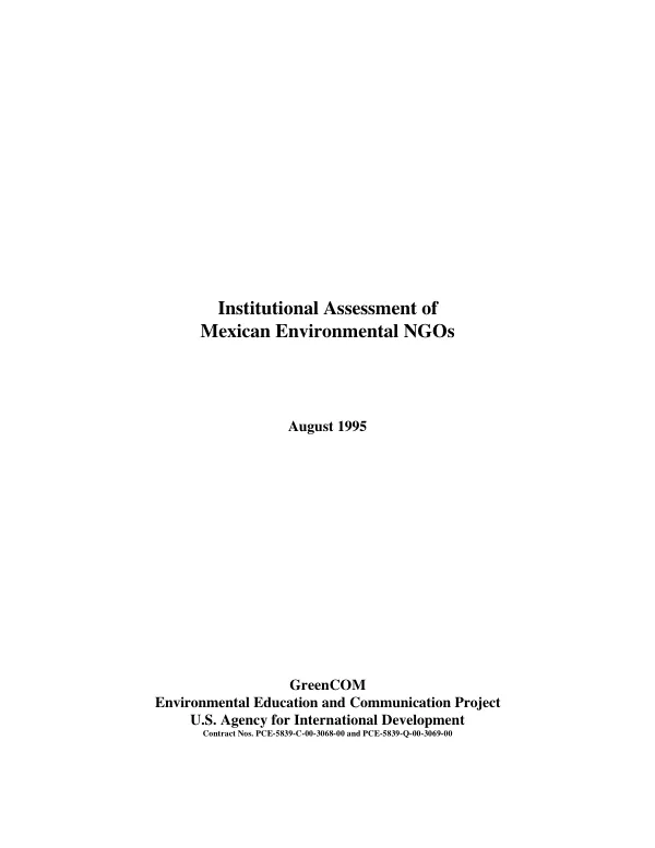 Institutional assessment of Mexican environmental NGOs [non-governmental organizations]