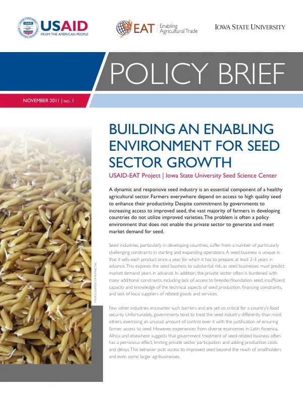 Building an Enabling Environment for Seed Sector Growth
