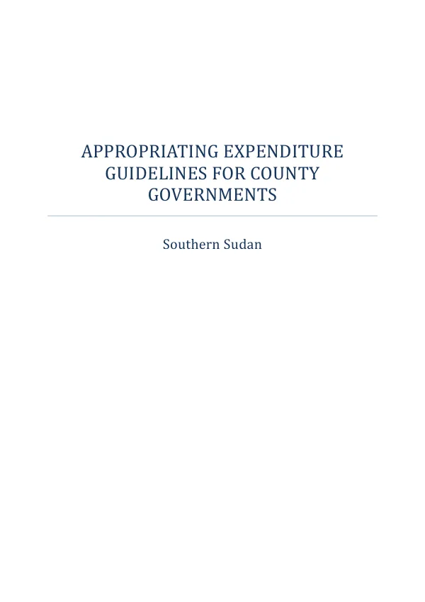 Appropriating Expenditure Guidelines for County Governments