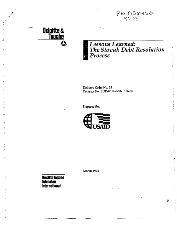 Lessons learned : the Slovak debt resolution process