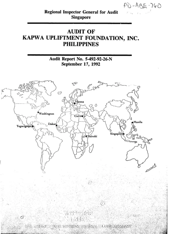 Audit of KAPWA Upliftment Foundation, Inc., Philippines