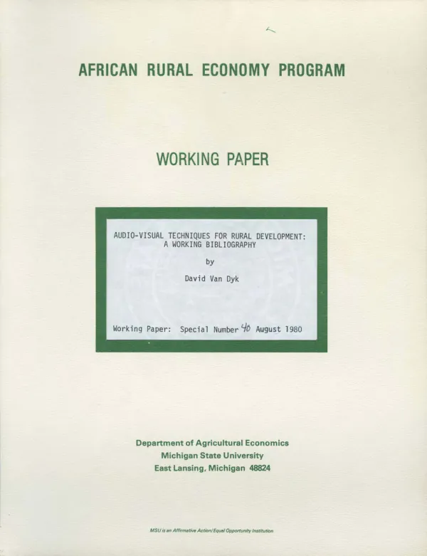 Audio-visual techniques for rural development : a working bibliography