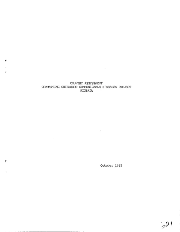 Country assessment : combatting childhood communicable diseases project, Nigeria