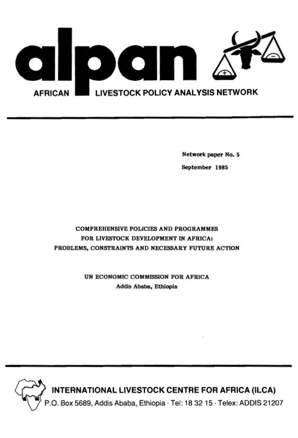 Comprehensive policies and programmes for livestock development in Africa : problems, constraints and necessary future action