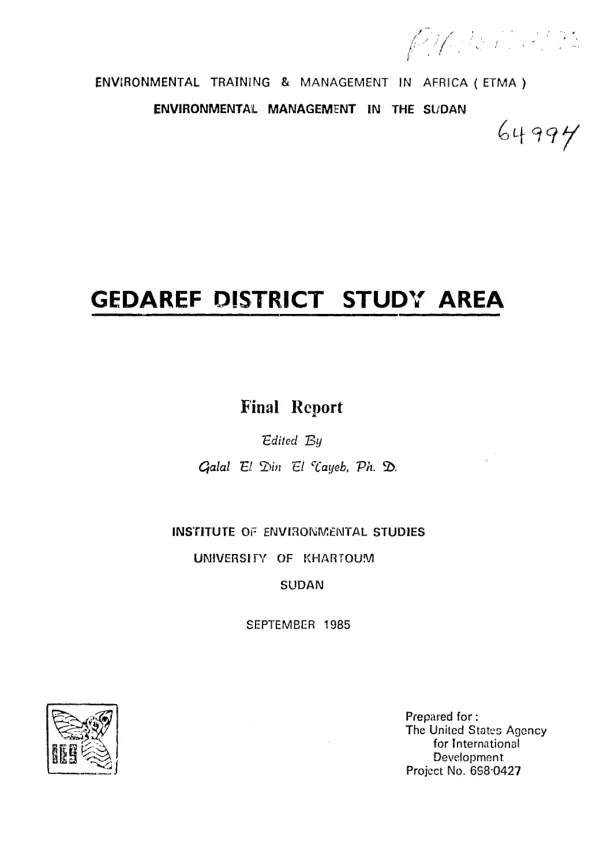 Gedaref district study area : final report