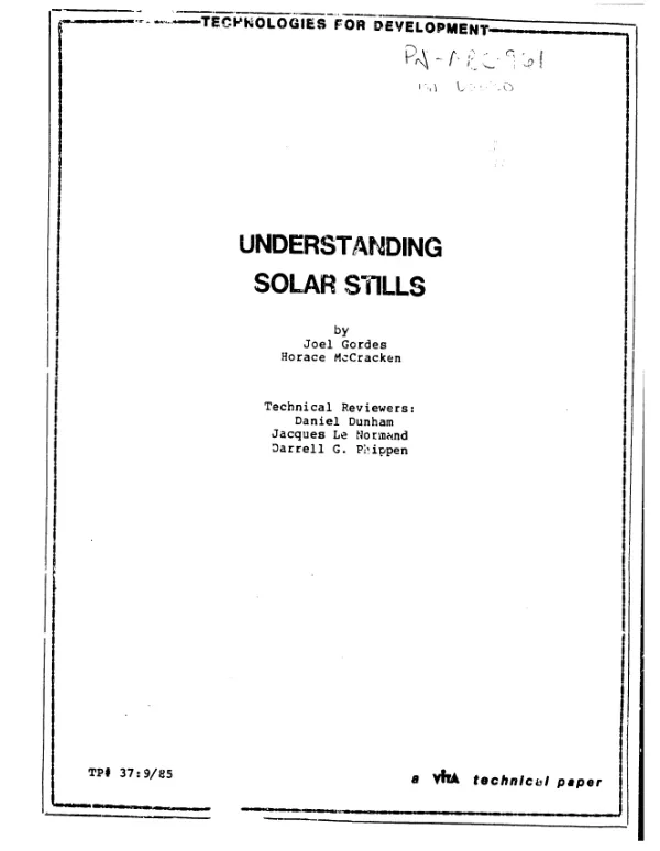 Understanding solar stills