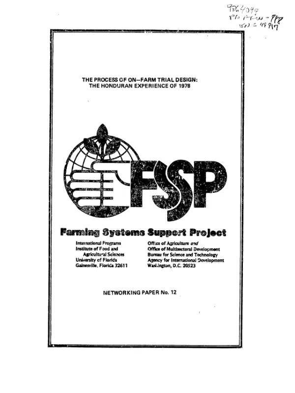Process of on-farm trial design : the Honduran experience of 1978