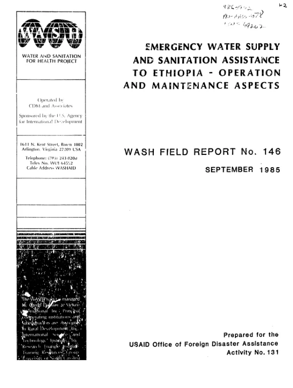 Emergency water supply and sanitation assistance to Ethiopia : operation and maintenance aspects
