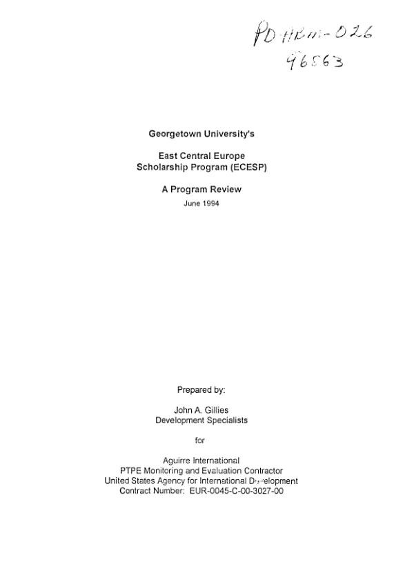 Georgetown University's East Central Europe scholarship program (ECESP) : a program review