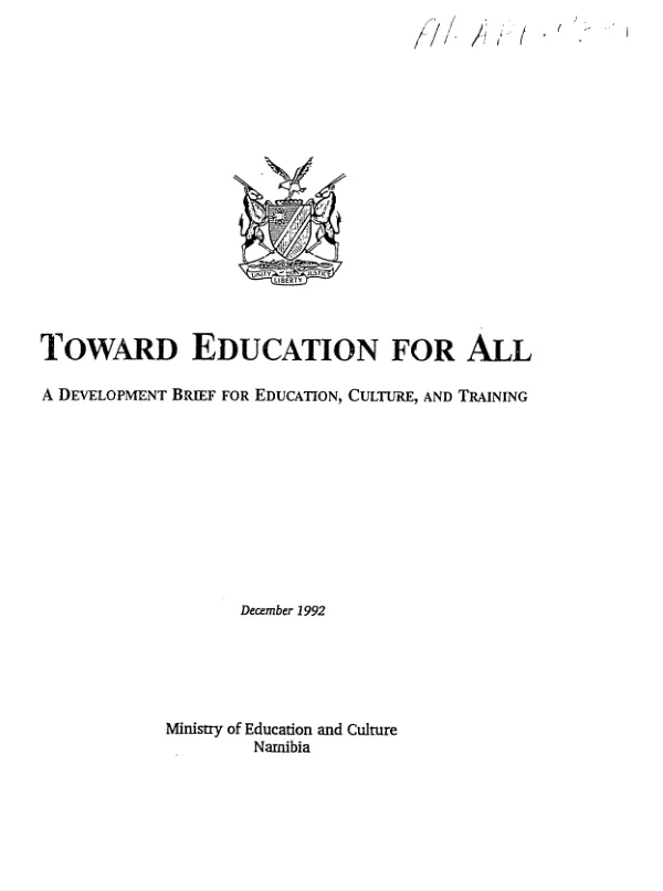 Toward education for all : a development brief for education, culture, and training
