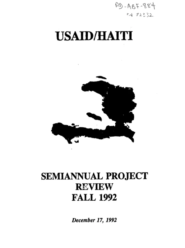 USAID/Haiti : semiannual project review -- Fall 1992