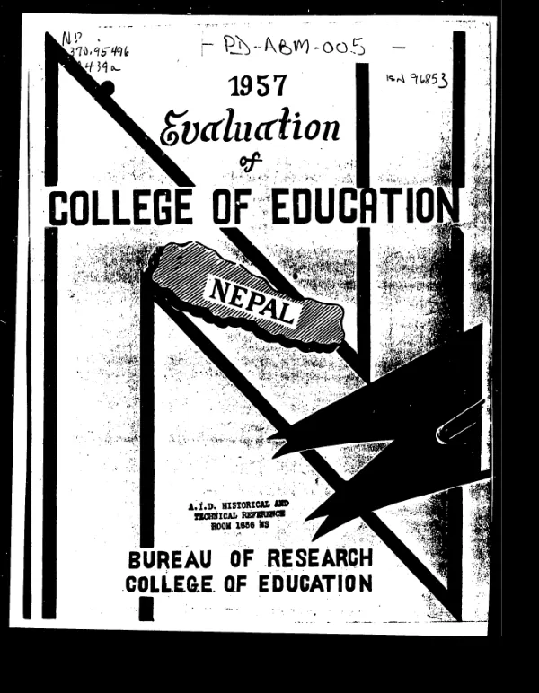 1957 evaluation of College of Education -- Nepal : condensed report