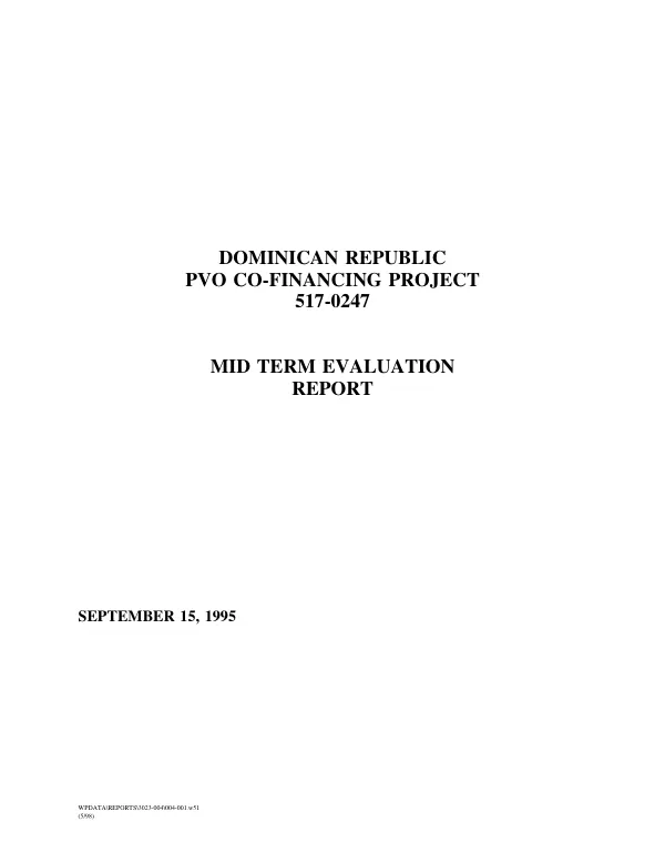 Dominican Republic PVO co-financing project, 517-0247 : mid-term evaluation report