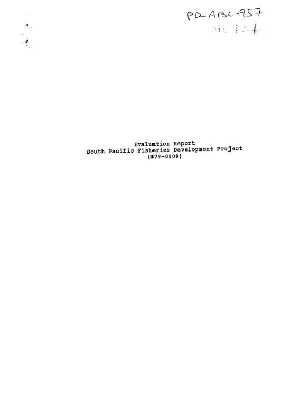 Evaluation report : South Pacific fisheries development project (879-0009)