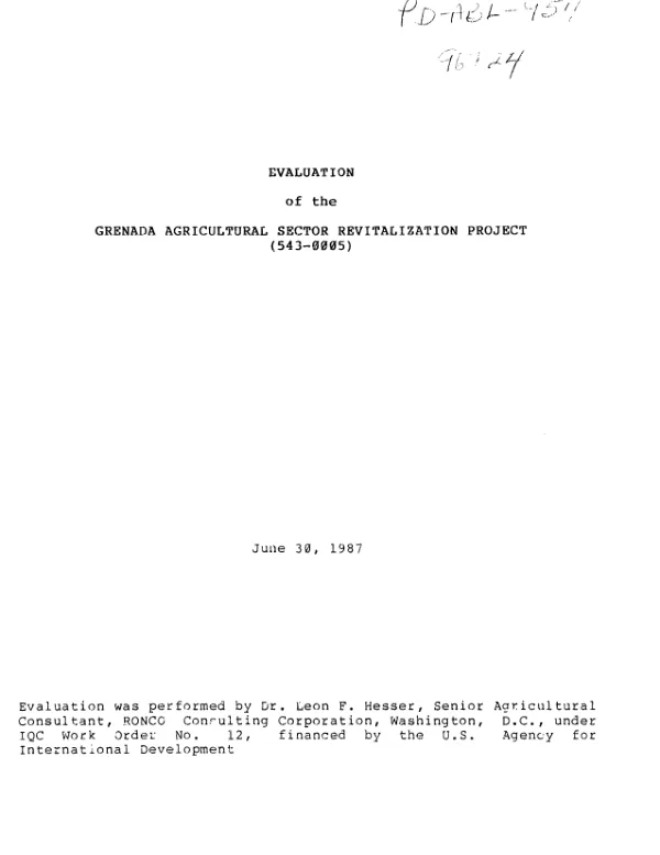 Evaluation of the Grenada agricultural sector revitalization project (543-0005)