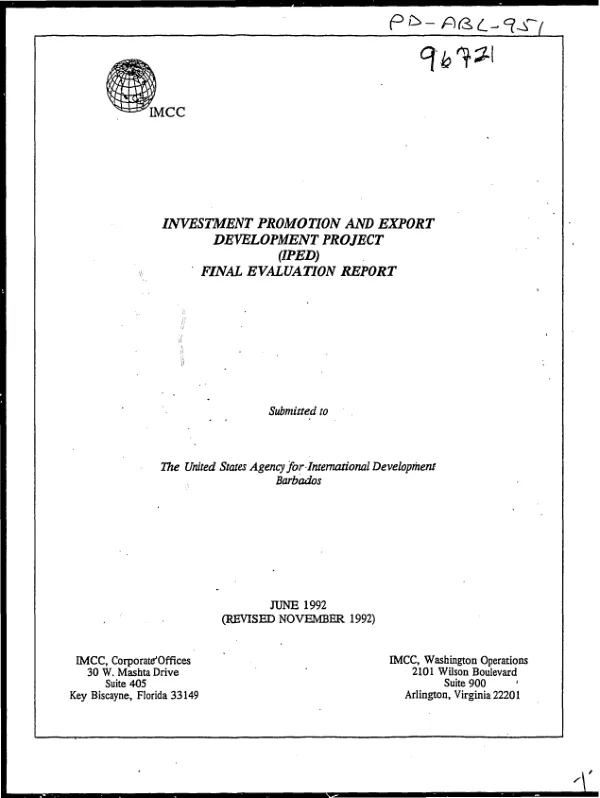 Investment promotion and export development project (IPED) : final evaluation report