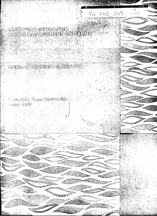 Annual technical report : improving irrigation water management on farms, April 1, 1979 to May 31, 1980