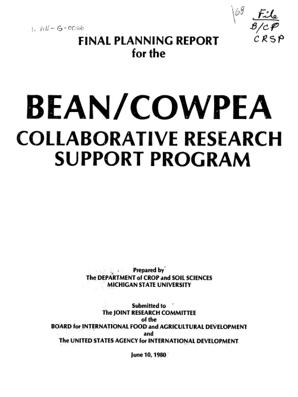 Final planning report for the bean/cowpea collaborative research support program