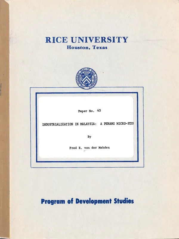Industrialization in Malaysia : a Penang micro-study