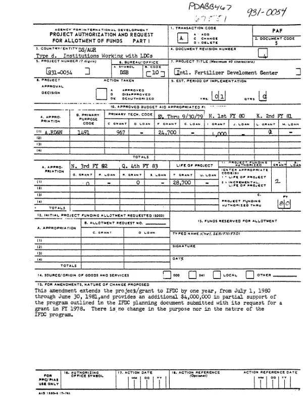 International Fertilizer Development Center [: amendment no. 4]
