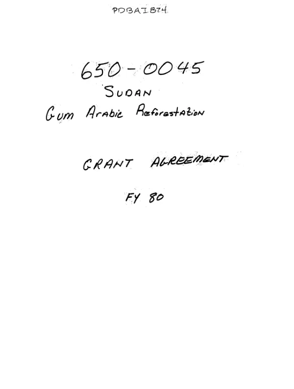 Grant from USAID to the International Union for Child Welfare for the rural gum Arabic reforestation project