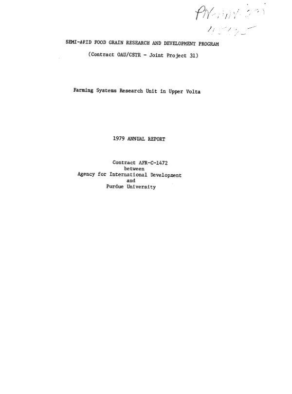 Farming systems research unit in Upper Volta : 1979 annual report
