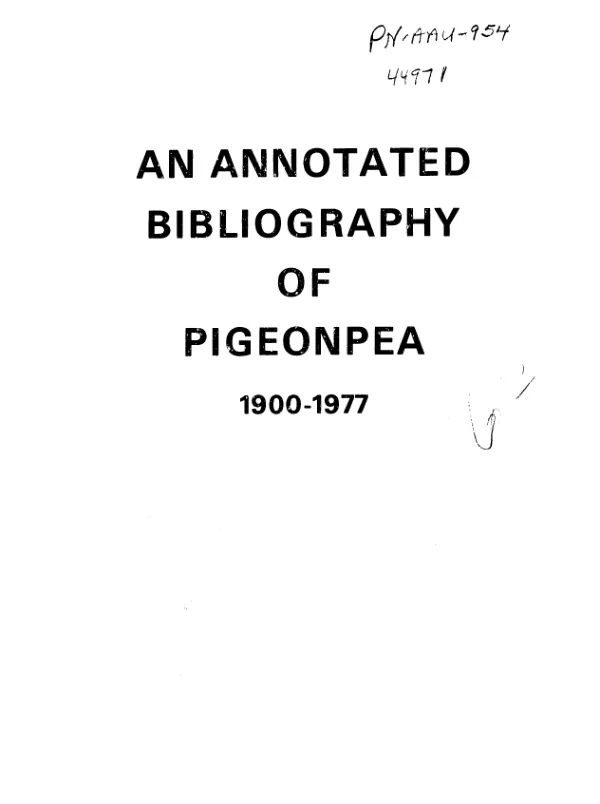 Annotated bibliography of pigeonpea, 1900-1977